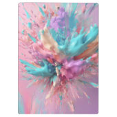 Exploderende Verf Abstract Roze Turquoise Lila Klembord (Achterkant)