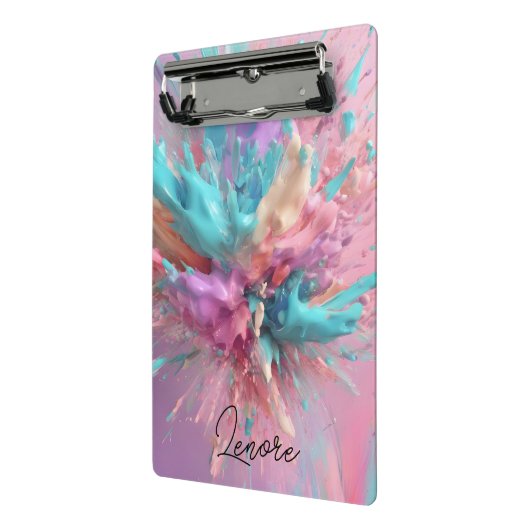 Exploderende Verf Abstract Roze Turquoise Lila Mini Klembord (Angled2)