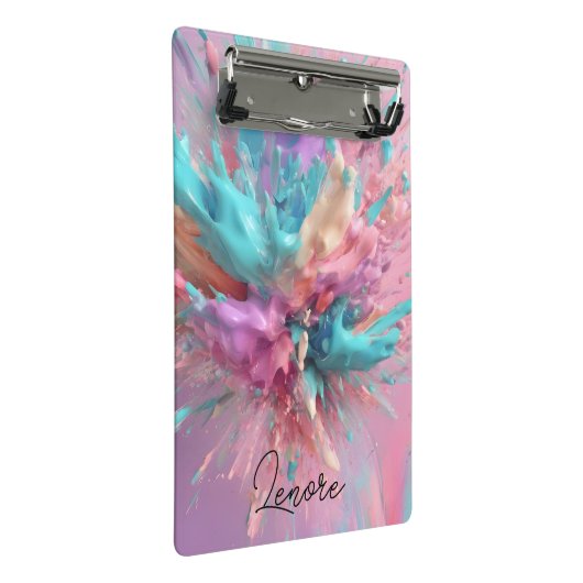 Exploderende Verf Abstract Roze Turquoise Lila Mini Klembord (Schuin)