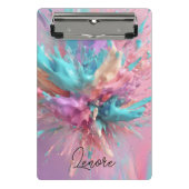 Exploderende Verf Abstract Roze Turquoise Lila Mini Klembord (Voorkant)