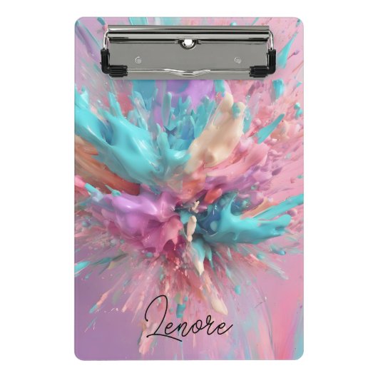 Exploderende Verf Abstract Roze Turquoise Lila Mini Klembord (Voorkant)