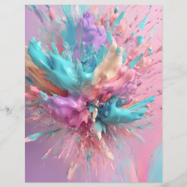 Exploderende verf Abstract roze turquoise papier (Voorkant)
