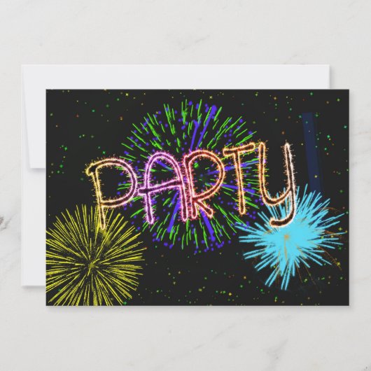 Exploderende vuurwerkfeestuitnodiging kaart (Voorkant)