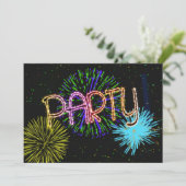 Exploderende vuurwerkfeestuitnodiging kaart (Staand voorkant)