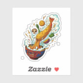 Exploding Tempura Monster Bowl Japanese Food Art Sticker (Vel)