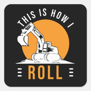 Exploitant graafmachine bouwplaats vierkante sticker