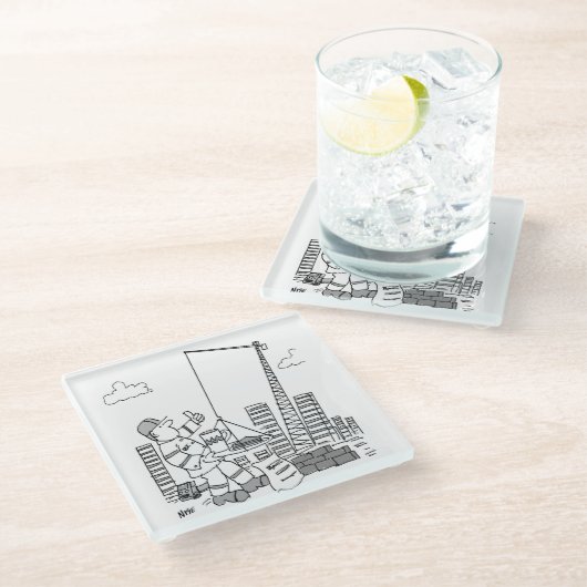 Exploitant van bouwplaatsoverhead-kraan glazen onderzetter (Schuin)