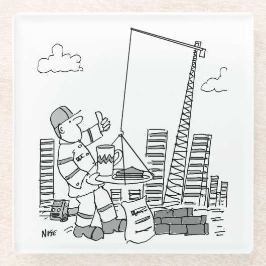 Exploitant van bouwplaatsoverhead-kraan glazen onderzetter (Voorkant)