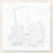 Exploitant van bouwplaatsoverhead-kraan glazen onderzetter (Achterkant)