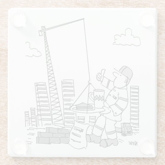 Exploitant van bouwplaatsoverhead-kraan glazen onderzetter (Achterkant)