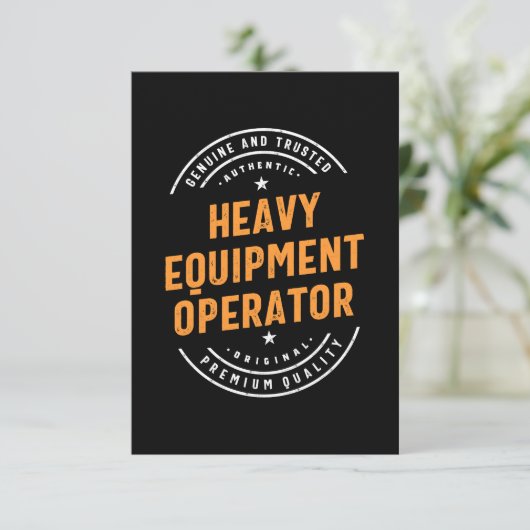 Exploitant van zware apparatuur RSVP kaartje (Staand voorkant)