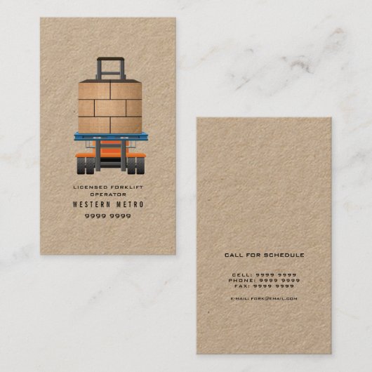 Exploitant wagenpark voor heffork visitekaartje (Voorkant / Achterkant)