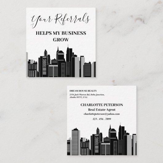 Exploitatie van makelaardij aanbevelingskaartje (Voorkant / Achterkant)