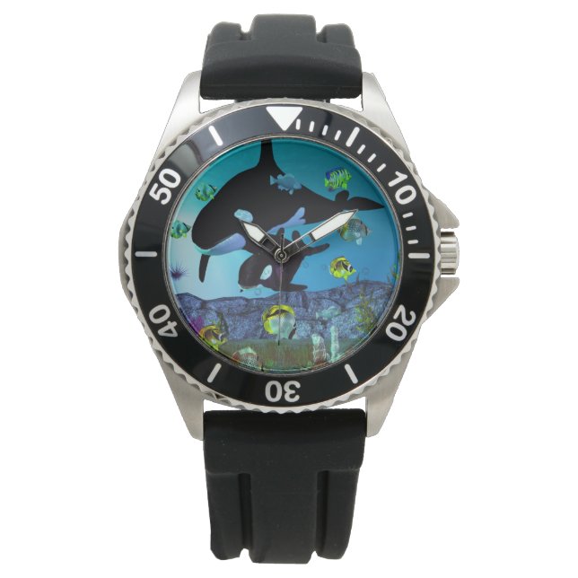 Exploratie 3D Aquarium ORCA Horloge (Voorkant)