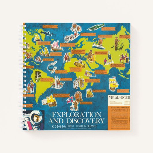 Exploratie en Ontdekking Visual-History Wereldkaar Notitieboek (Voorkant)
