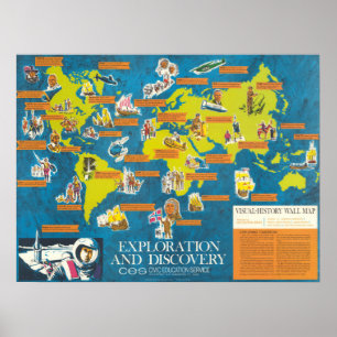 Exploratie en Ontdekking Visual-History Wereldkaar Poster