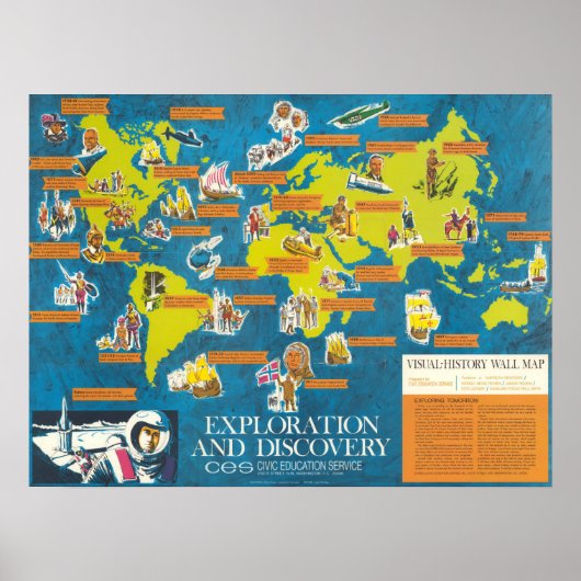 Exploratie en Ontdekking Visual-History Wereldkaar Poster (Voorkant)