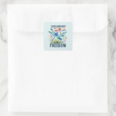 Exploratieve vrijheid - artistieke libel vierkante sticker (Tas)