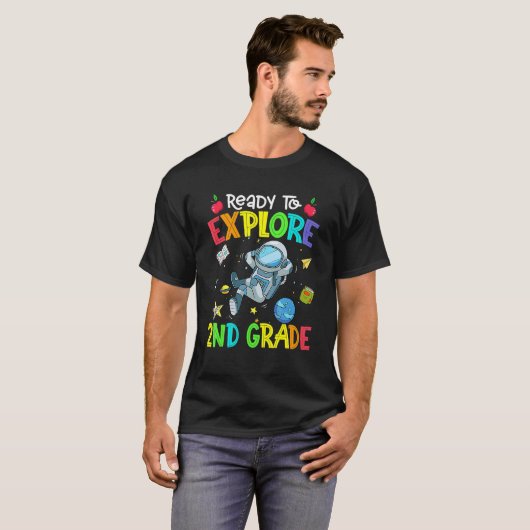 Explore 2nd Grade Back To School Astronaut Space E T-shirt (Voorkant volledig)