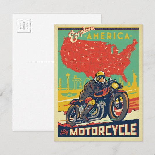 Explore America By Motorcycle Briefkaart (Voorkant / Achterkant)
