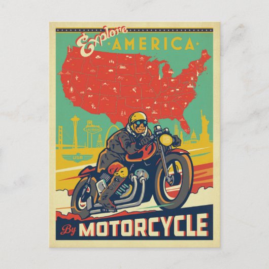 Explore America By Motorcycle Briefkaart (Voorkant)