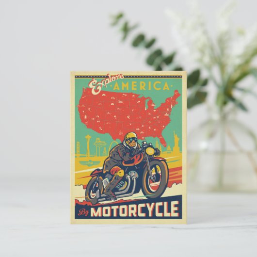 Explore America By Motorcycle Briefkaart (Staand voorkant)