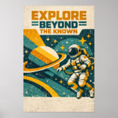 Explore Beyond the Known — Retro Space Voyage Poster (Voorkant)