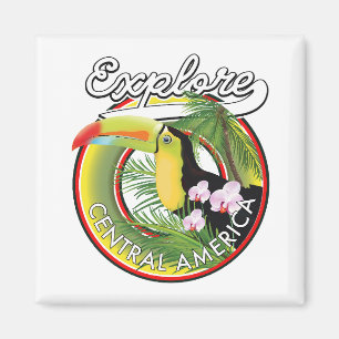 Explore Centraal-Amerika logo. Keramische ornament Magneet