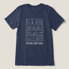 Explore Every Shelf Boekliefhebber T-Shirt | Bibli