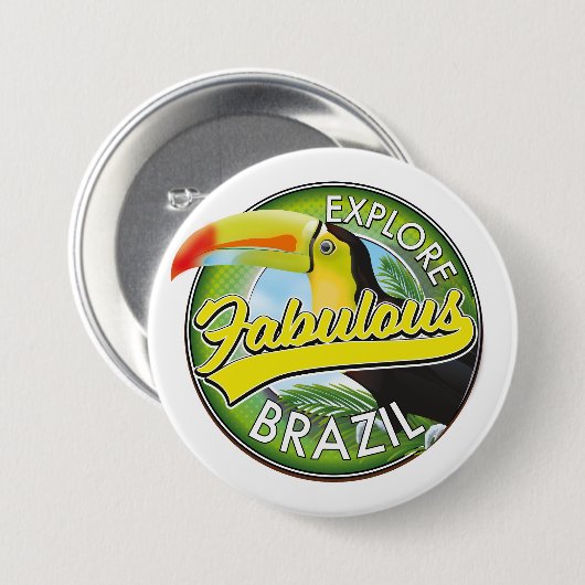 Explore Fabulous Brazilië Logo Ronde Button 7,6 Cm (Voorkant /achterkant)