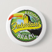 Explore Fabulous Brazilië Logo Ronde Button 7,6 Cm (Voorkant)