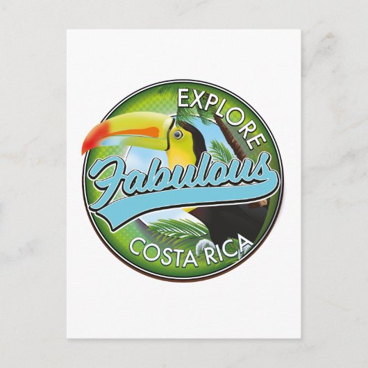 Explore fabulous costa rica logo briefkaart (Voorkant)