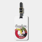 Explore Haïti logo reis patch. Bagagelabel (Voorkant verticaal)