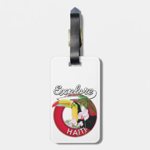 Explore Haïti logo reis patch. Bagagelabel