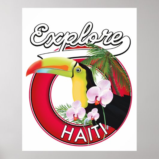 Explore Haïti logo reis patch. Poster (Voorkant)