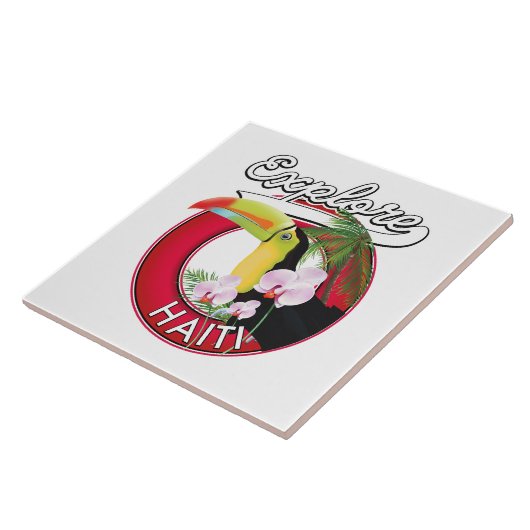 Explore Haïti logo reis patch. Tegeltje (Zijkant)