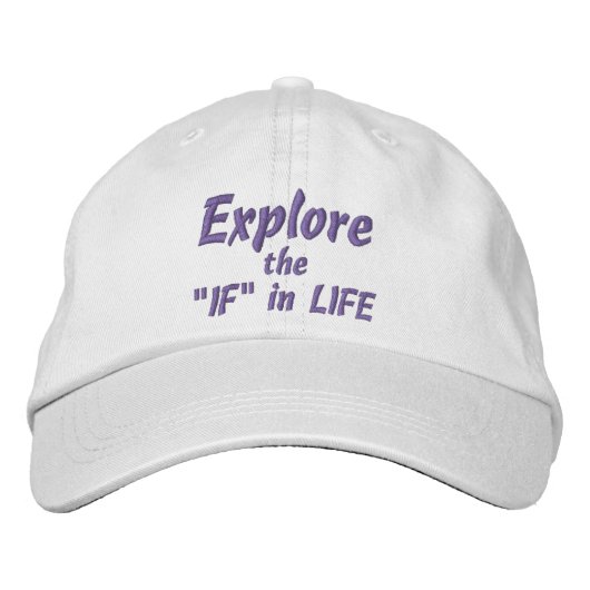EXPLORE "IF" in LIFE-Pet (Wit) Geborduurde Pet (Voorkant)