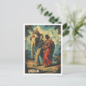 Explore India Vintage Travel Illustration Briefkaart (Staand voorkant)
