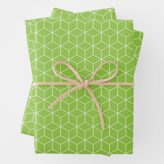 Explore Modern Optical Illusions with Cube Pattern Inpakpapier Vel (In situ)