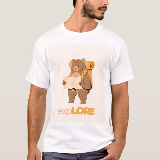 Explore More | Cute Hiking Bear Adventure T-Shirt (Voorkant)