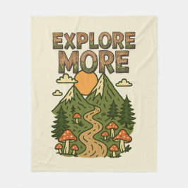 Explore More Mountains | Mushroom Hiking Adventure Fleece Deken