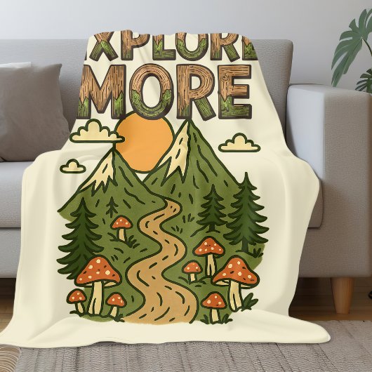 Explore More Mountains | Mushroom Hiking Adventure Fleece Deken
