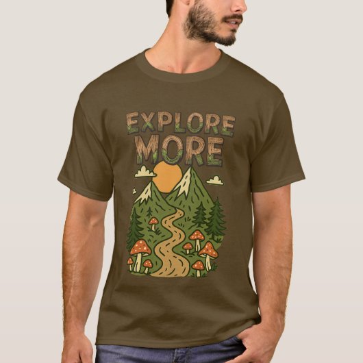 Explore More Mountains | Mushroom Hiking Adventure T-shirt (Voorkant)