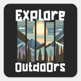 Explore Outdoors Landschafts Grafik Vierkante Sticker