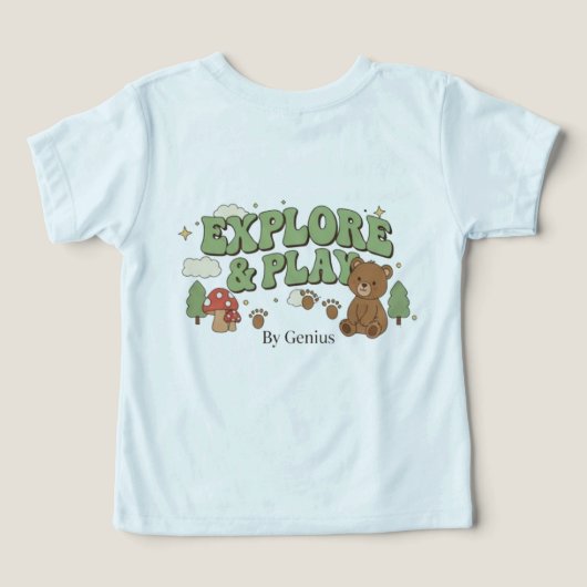 Explore & Play T-Shirt, Groovy Retro Forest Bear C (Design achterkant)