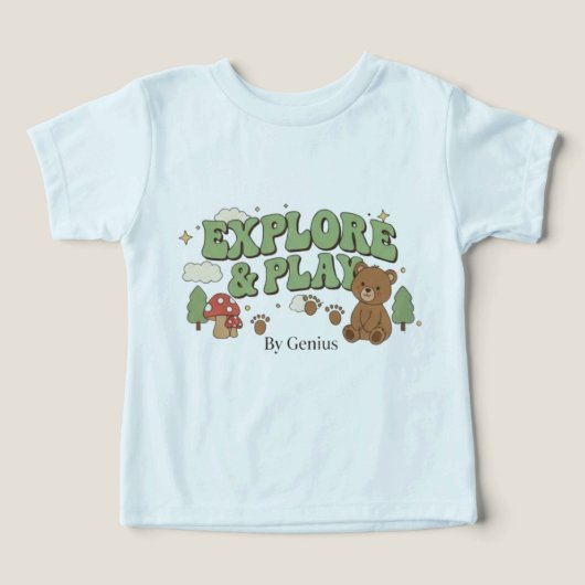 Explore & Play T-shirt, Groovy Retro Forest Beer C (Design voorkant)