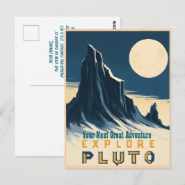 Explore Pluto Vintage Travel Poster - Retro Space Briefkaart