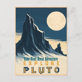 Explore Pluto Vintage Travel Poster - Retro Space Briefkaart
