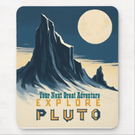 Explore Pluto Vintage Travel Poster - Retro Space Muismat