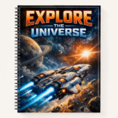 Explore the Universe – Sci-Fi Spaceship Notitieboek (Voorkant)